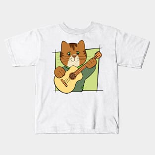 Cat Playing Guitar Music Kids T-Shirt